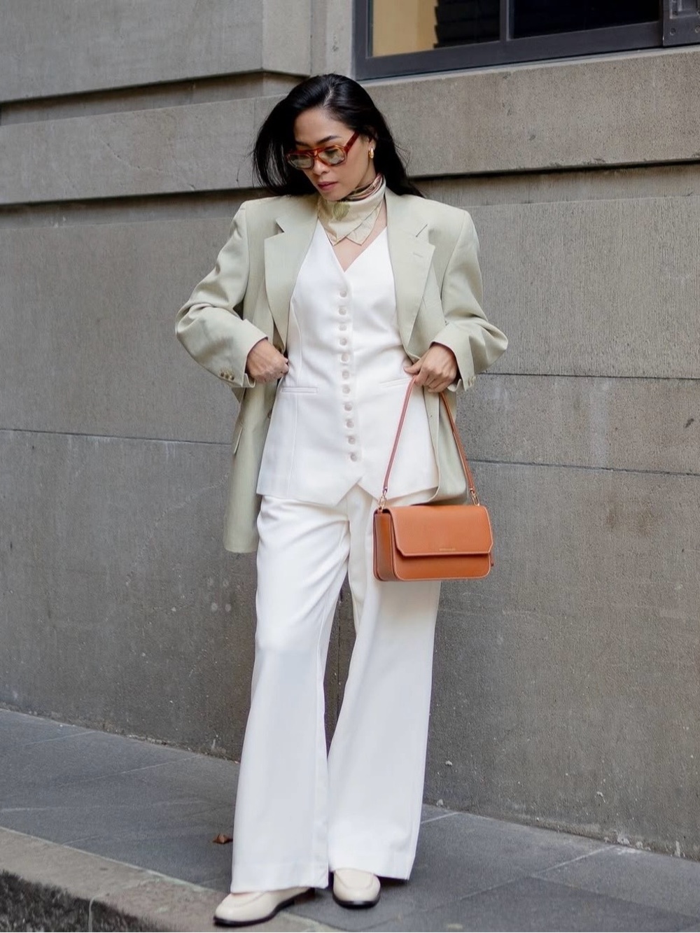 DISSH Cream Celine Longline Sleeveless Vest